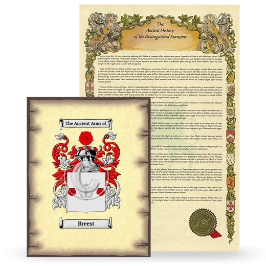Breest Coat of Arms and Surname History Package