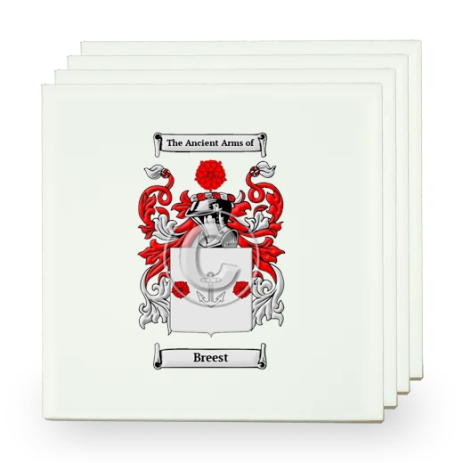 Breest Set of Four Small Tiles with Coat of Arms