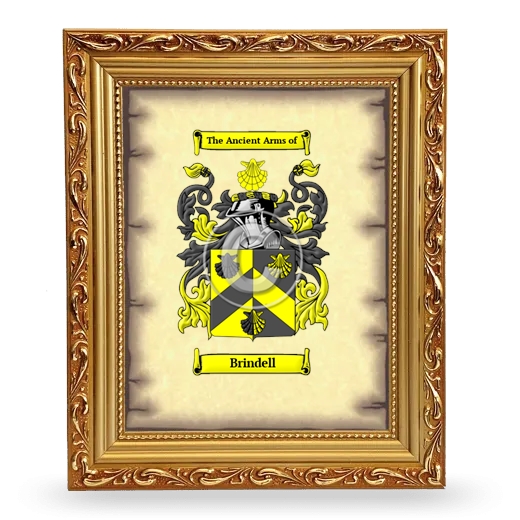 Brindell Coat of Arms Framed - Gold