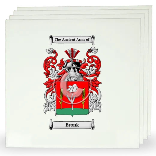 Bronk Set of Four Large Tiles with Coat of Arms