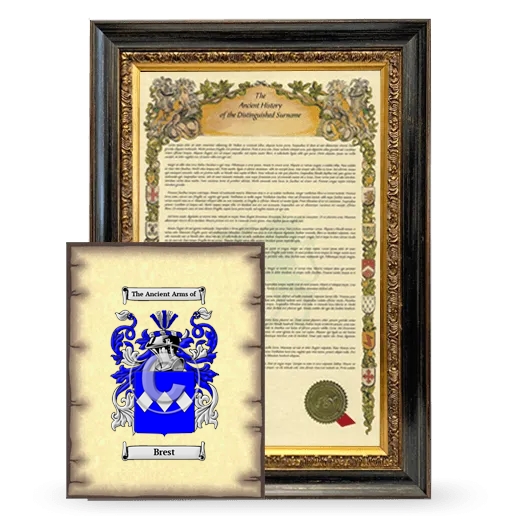 Brest Framed History and Coat of Arms Print - Heirloom