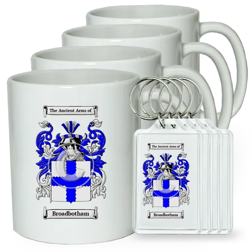 Broadbotham Set of 4 Coffee Mugs and Keychains