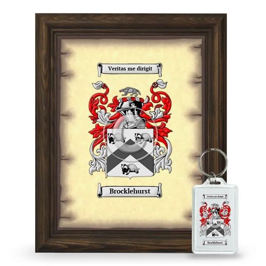 Brocklehurst Framed Coat of Arms and Keychain - Brown