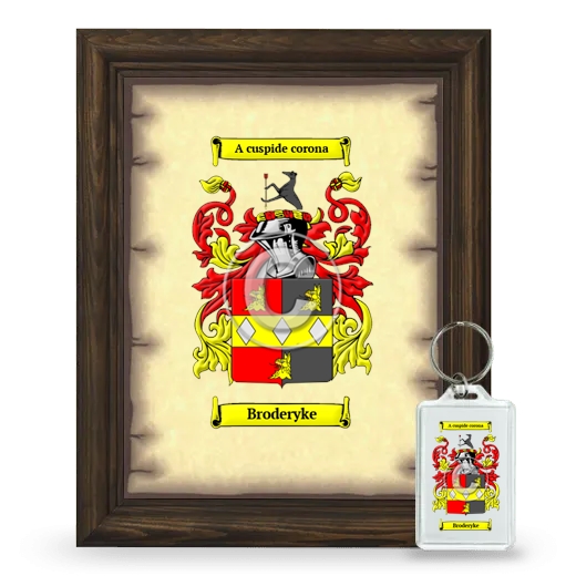 Broderyke Framed Coat of Arms and Keychain - Brown