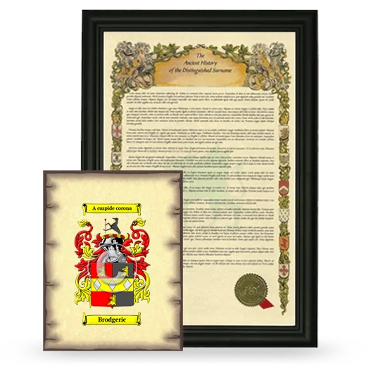 Brodgeric Framed History and Coat of Arms Print - Black