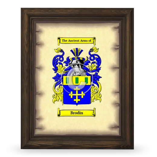 Brodin Coat of Arms Framed - Brown