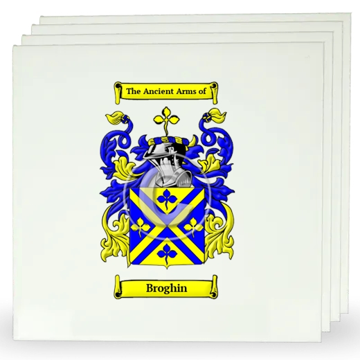 Broghin Set of Four Large Tiles with Coat of Arms