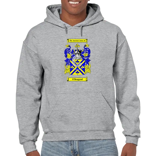 O'Brogynd Grey Unisex Coat of Arms Hooded Sweatshirt