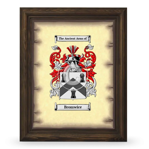 Bromwice Coat of Arms Framed - Brown
