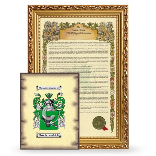 Broniszweskich Framed History and Coat of Arms Print - Gold