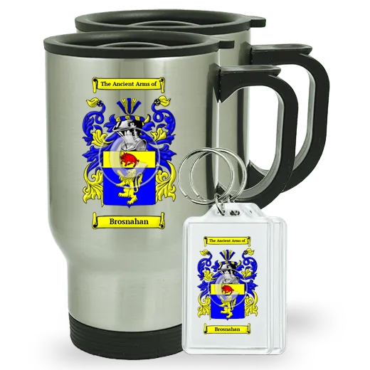 Brosnahan Pair of Travel Mugs and pair of Keychains