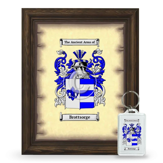 Brottsorge Framed Coat of Arms and Keychain - Brown