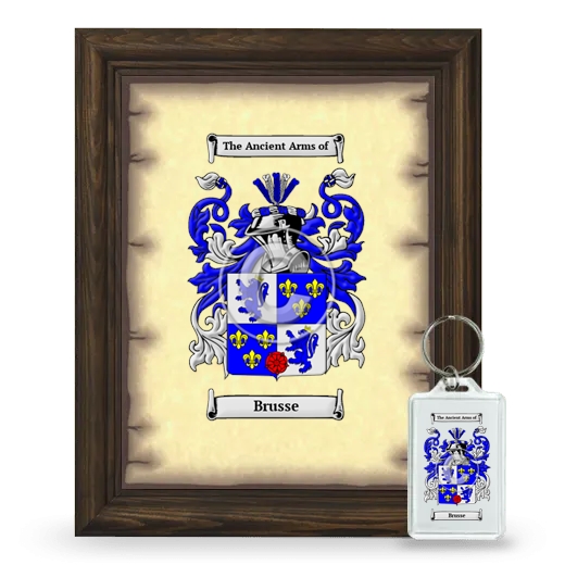 Brusse Framed Coat of Arms and Keychain - Brown