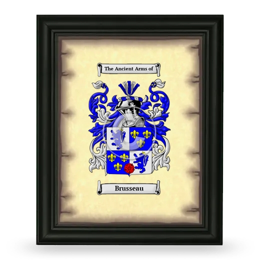 Brusseau Coat of Arms Framed - Black