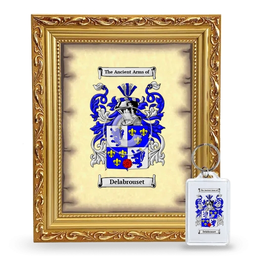 Delabrouset Framed Coat of Arms and Keychain - Gold