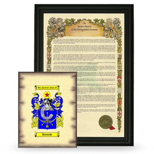 Brownle Framed History and Coat of Arms Print - Black