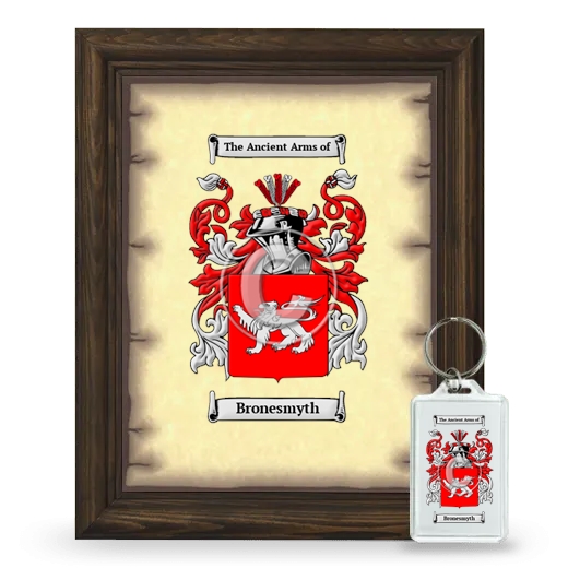 Bronesmyth Framed Coat of Arms and Keychain - Brown