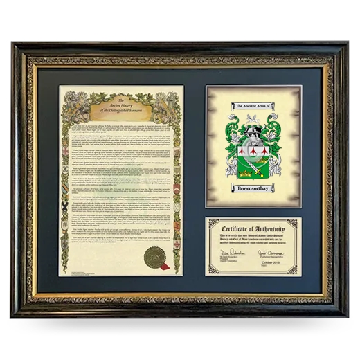 Brownsorthay Framed Surname History and Coat of Arms- Heirloom