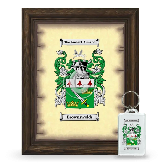 Brownswolds Framed Coat of Arms and Keychain - Brown