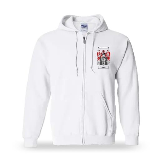 Brokaw Unisex Coat of Arms Zip Sweatshirt - White