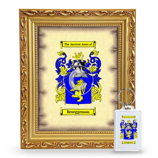 Brueggeman Framed Coat of Arms and Keychain - Gold