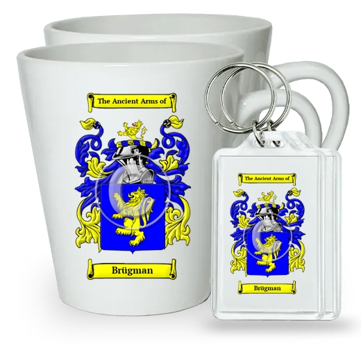 Brügman Pair of Latte Mugs and Pair of Keychains