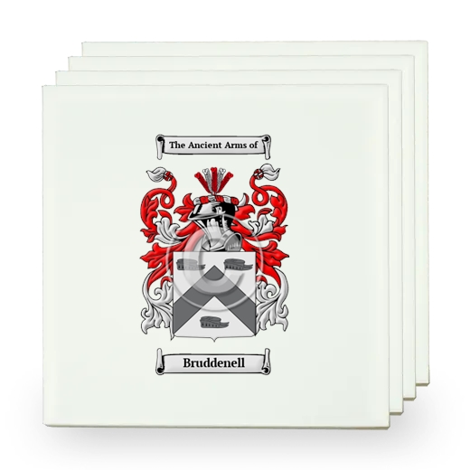 Bruddenell Set of Four Small Tiles with Coat of Arms