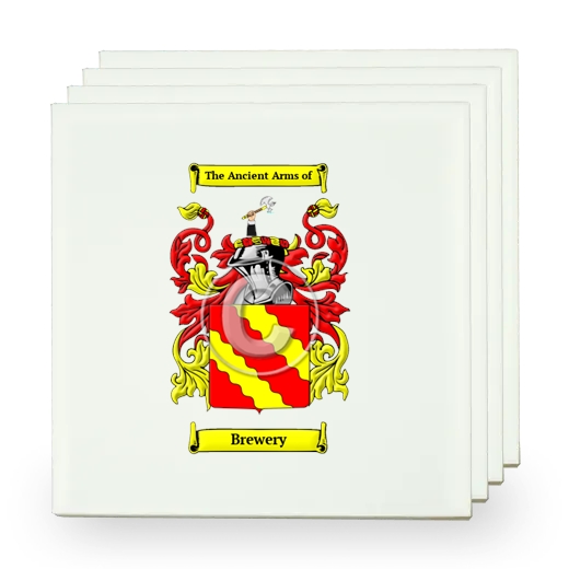 Brewery Set of Four Small Tiles with Coat of Arms