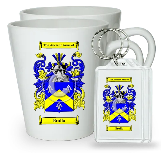 Brullo Pair of Latte Mugs and Pair of Keychains