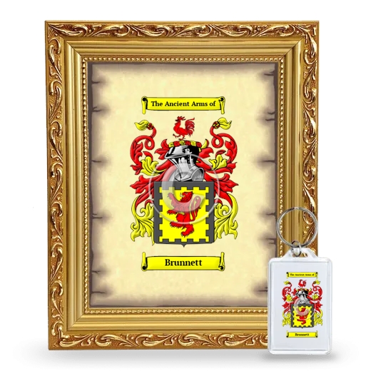 Brunnett Framed Coat of Arms and Keychain - Gold