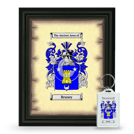 Bruney Framed Coat of Arms and Keychain - Black