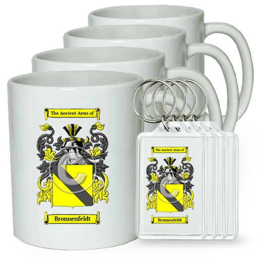 Bronnenfeldt Set of 4 Coffee Mugs and Keychains