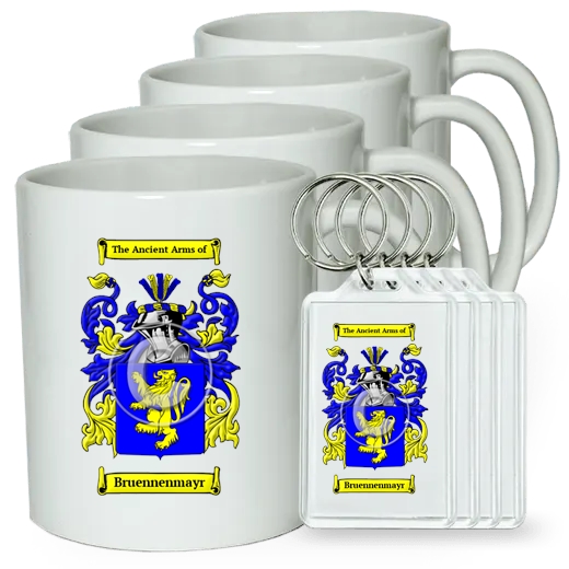 Bruennenmayr Set of 4 Coffee Mugs and Keychains