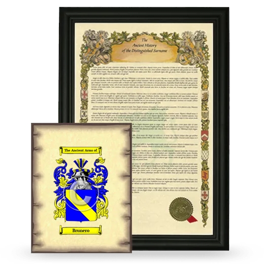 Brunero Framed History and Coat of Arms Print - Black