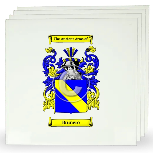 Brunero Set of Four Large Tiles with Coat of Arms