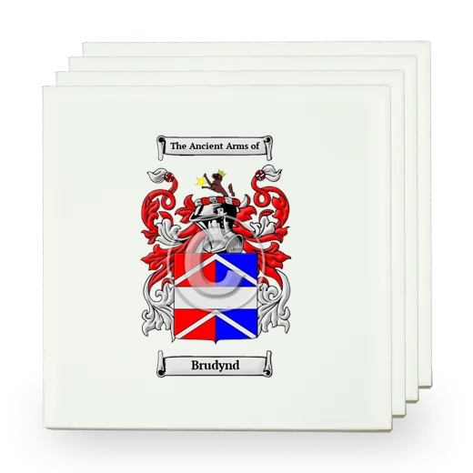 Brudynd Set of Four Small Tiles with Coat of Arms