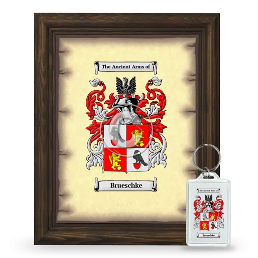 Brueschke Framed Coat of Arms and Keychain - Brown