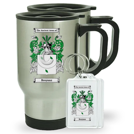 Bruynnz Pair of Travel Mugs and pair of Keychains