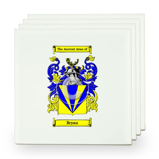 Bryan Set of Four Small Tiles with Coat of Arms