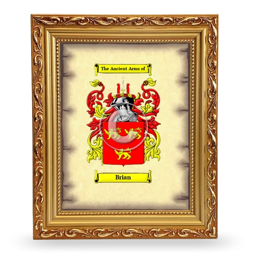 Brian Coat of Arms Framed - Gold