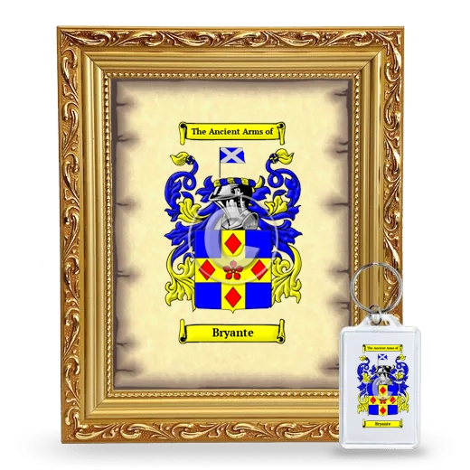 Bryante Framed Coat of Arms and Keychain - Gold