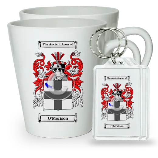 O'Morison Pair of Latte Mugs and Pair of Keychains