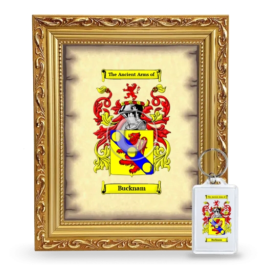 Bucknam Framed Coat of Arms and Keychain - Gold