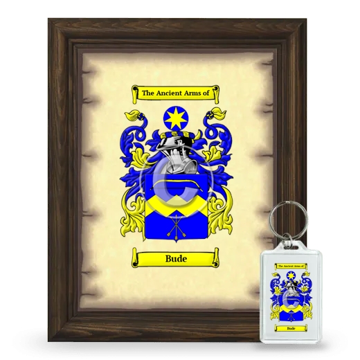 Bude Framed Coat of Arms and Keychain - Brown