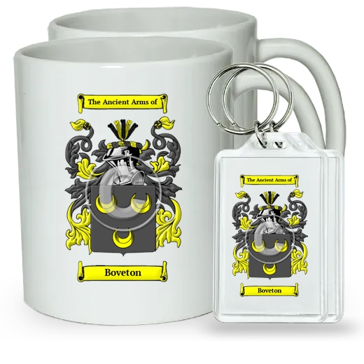 Boveton Pair of Coffee Mugs and Pair of Keychains