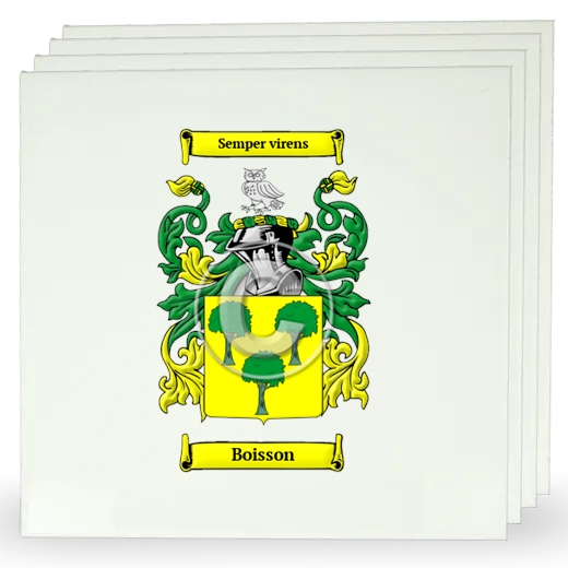 Boisson Set of Four Large Tiles with Coat of Arms