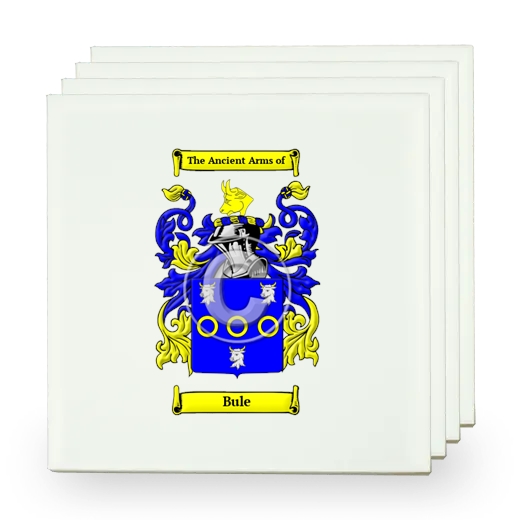 Bule Set of Four Small Tiles with Coat of Arms