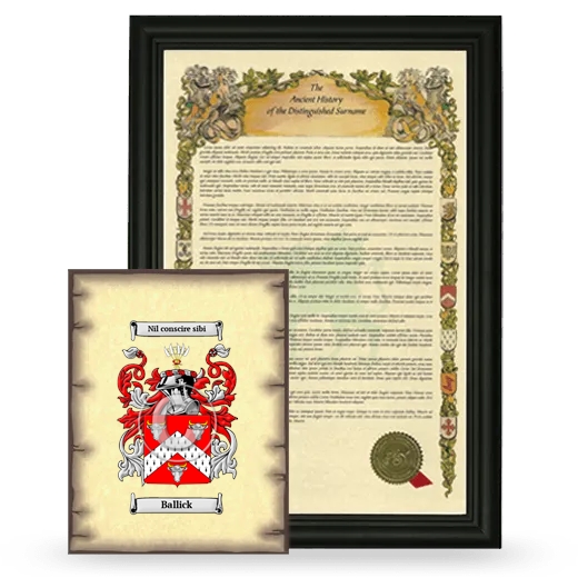 Ballick Framed History and Coat of Arms Print - Black