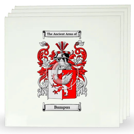 Bumpus Set of Four Large Tiles with Coat of Arms