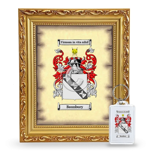 Baunbury Framed Coat of Arms and Keychain - Gold